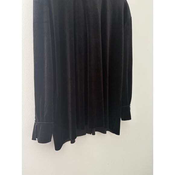 Norma Kamali Black Velvet Boyfriend Top Small Oversized Collared Long Sleeve - Picture 7 of 11